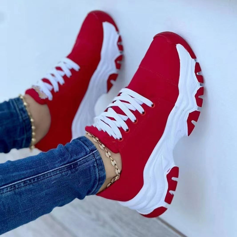 Platform Sport Flats Shoes Lace-up Sneaker Outdoor Walking Casual Shoes Women Platform Sport Flats Shoes Lace-up Sneaker Outdoor Walking Casual Shoes Women